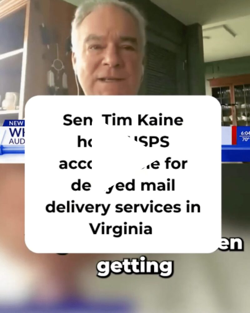 VIDEO: Sen. Tim Kaine holds USPS accountable for delayed mail delivery services in Virginia VIDEO: Sen. Tim Kaine holds USPS accountable for delayed mail delivery services in Virginia