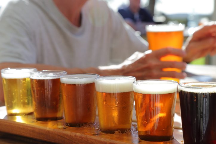Flight of beers at a brewery. We've rounded up a dozen of Virginia's best breweries